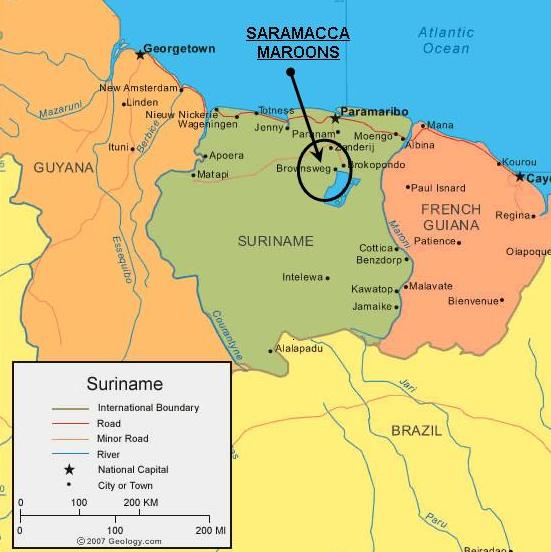 map of guyana showing regions.  concerning the legal demarcation and mapping of Saramaccan living areas.
